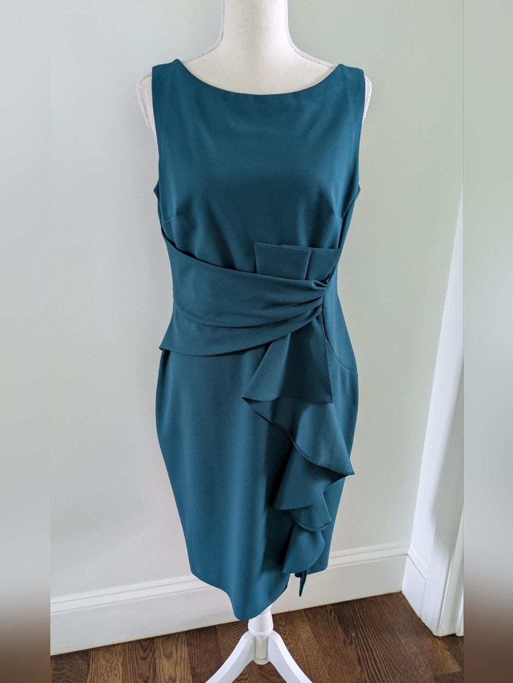 Betsy & Adam Christine Scuba Crepe Ruffle Dress Sz 12P